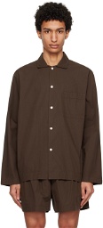 Tekla Brown Oversized Pyjama Shirt