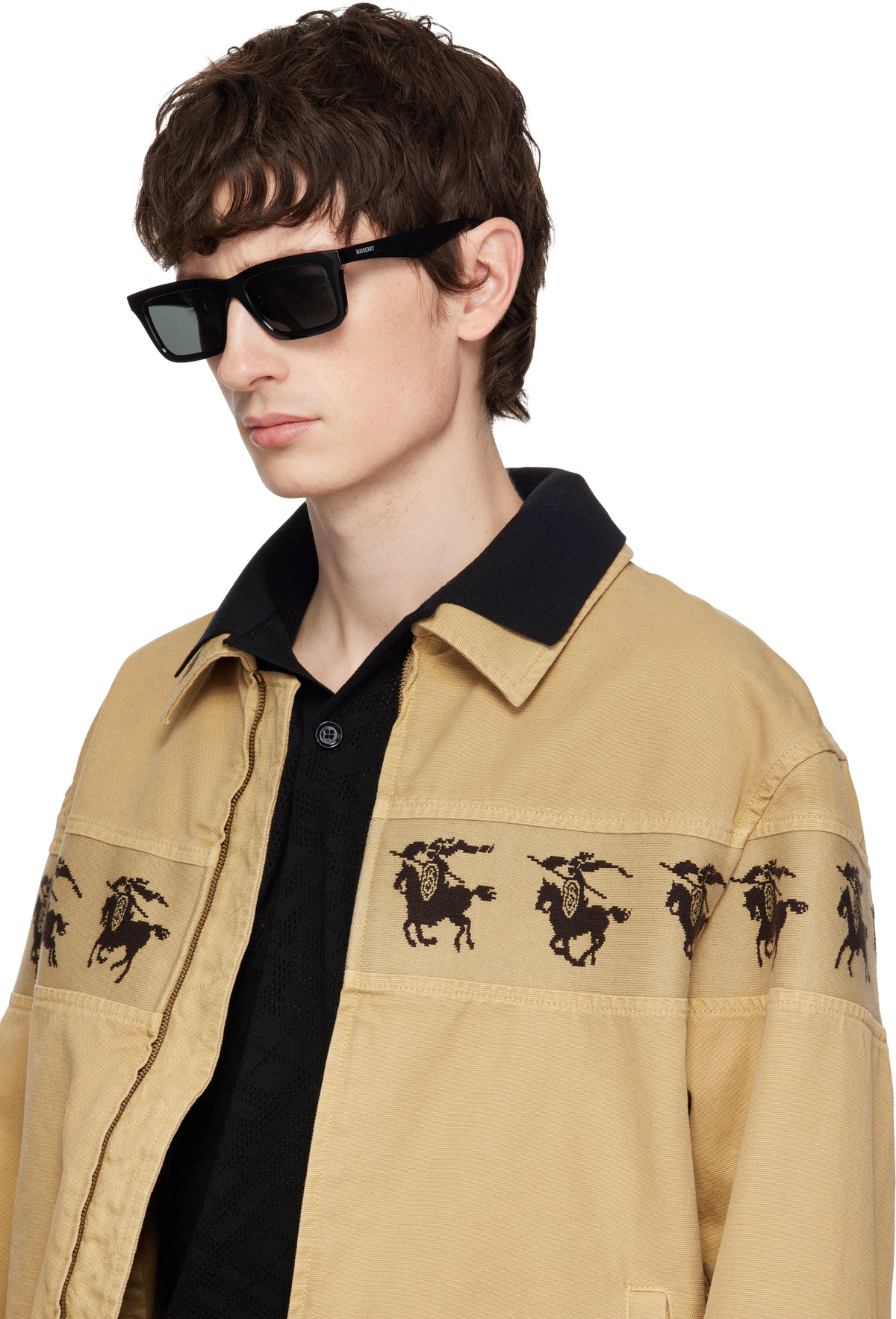 Burberry Black Logo Rectangular Sunglasses