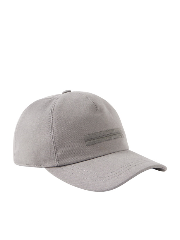 Photo: Zegna - Embroidered Cotton-Twill Cap - Gray