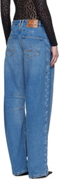 Marine Serre Blue Barrel Denim Jeans