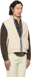 Drake's Off-White Boucle Wool Zip Fleece Vest