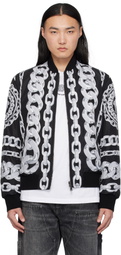 Versace Black Medusa Chains Reversible Bomber Jacket