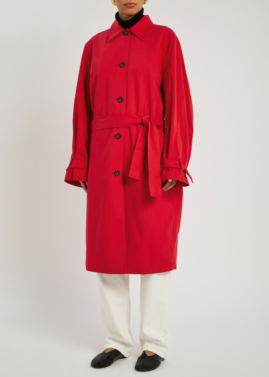 Toteme Belted Cotton Trench Coat Red