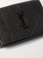 SAINT LAURENT - Logo-Appliquéd Croc-Effect Leather Trifold Wallet - Black