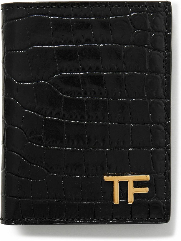 Photo: TOM FORD - Logo-Embellished Croc-Effect Leather Bifold Cardholder