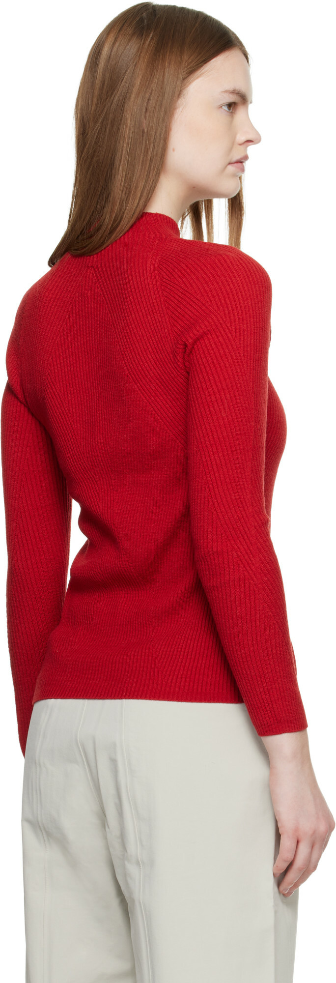 Veilance Red Conic Wool Midlayer Sweater