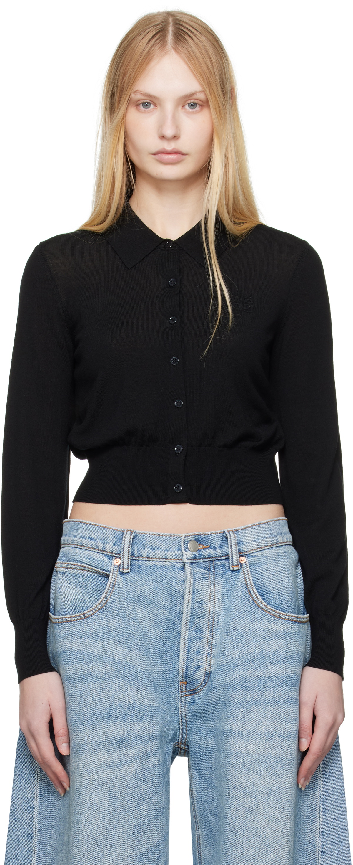 alexanderwang.t Black High-Frequency Stacked Logo Cardigan