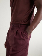 Dolce&Gabbana - Maiolica Corallo Straight-Leg Pleated Linen Shorts - Burgundy