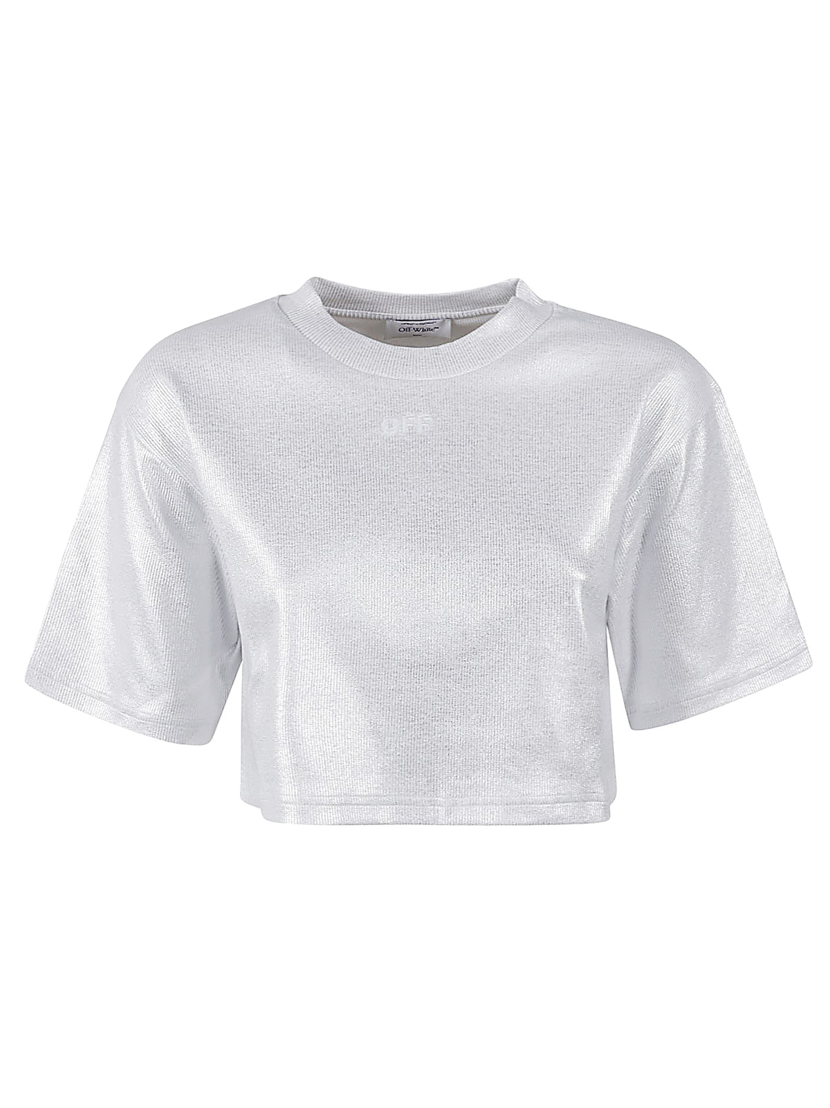 OFF-WHITE - Logo Cotton Blend Cropped T-shirt Off-White
