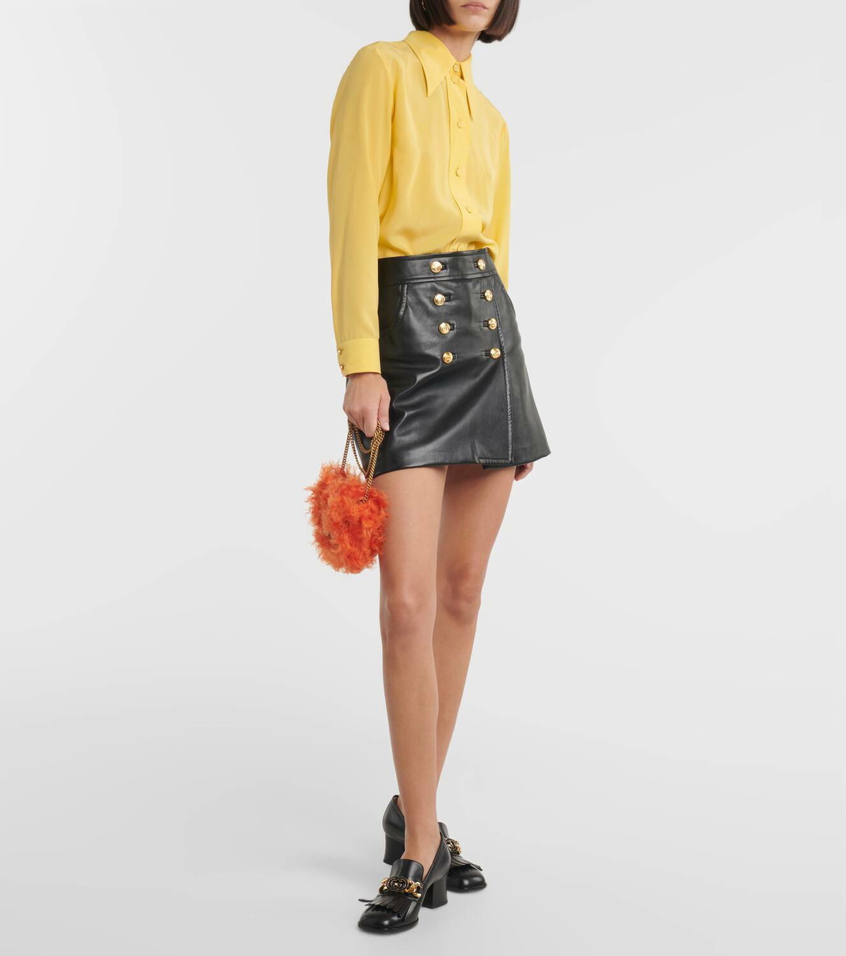 ショルダーバッグ・ポシェット Marmont Super Mini Shearling Bag in Orange Gucci Marmont Super Mini Shearling Bag in Orange - Runway