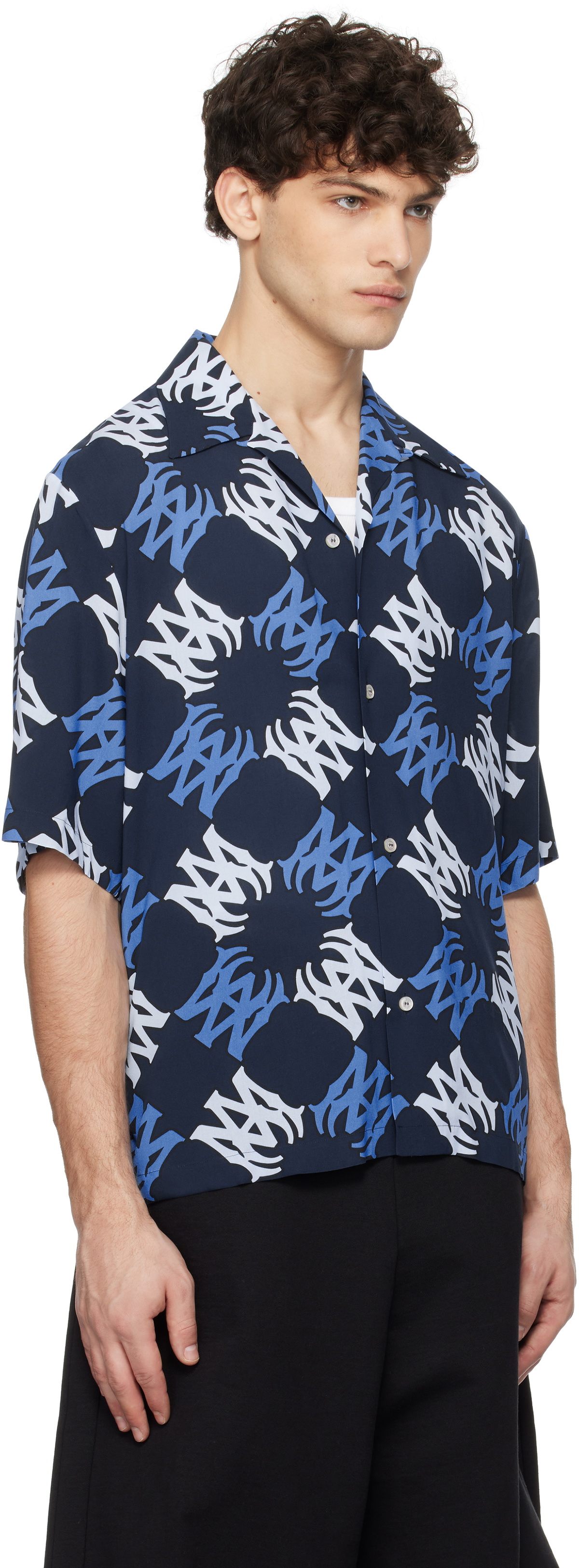 AMIRI Navy MA Quad Bowling Shirt Amiri