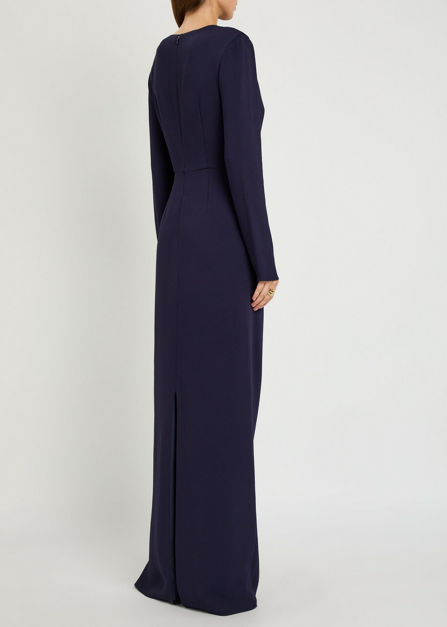 Erdem Crystal-embellished Crepe Gown Navy