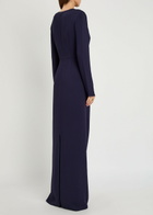 Erdem Crystal-embellished Crepe Gown Navy