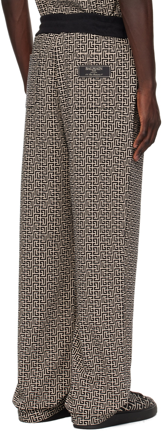 Balmain Black & Off-White Casual Monogram Sweatpants