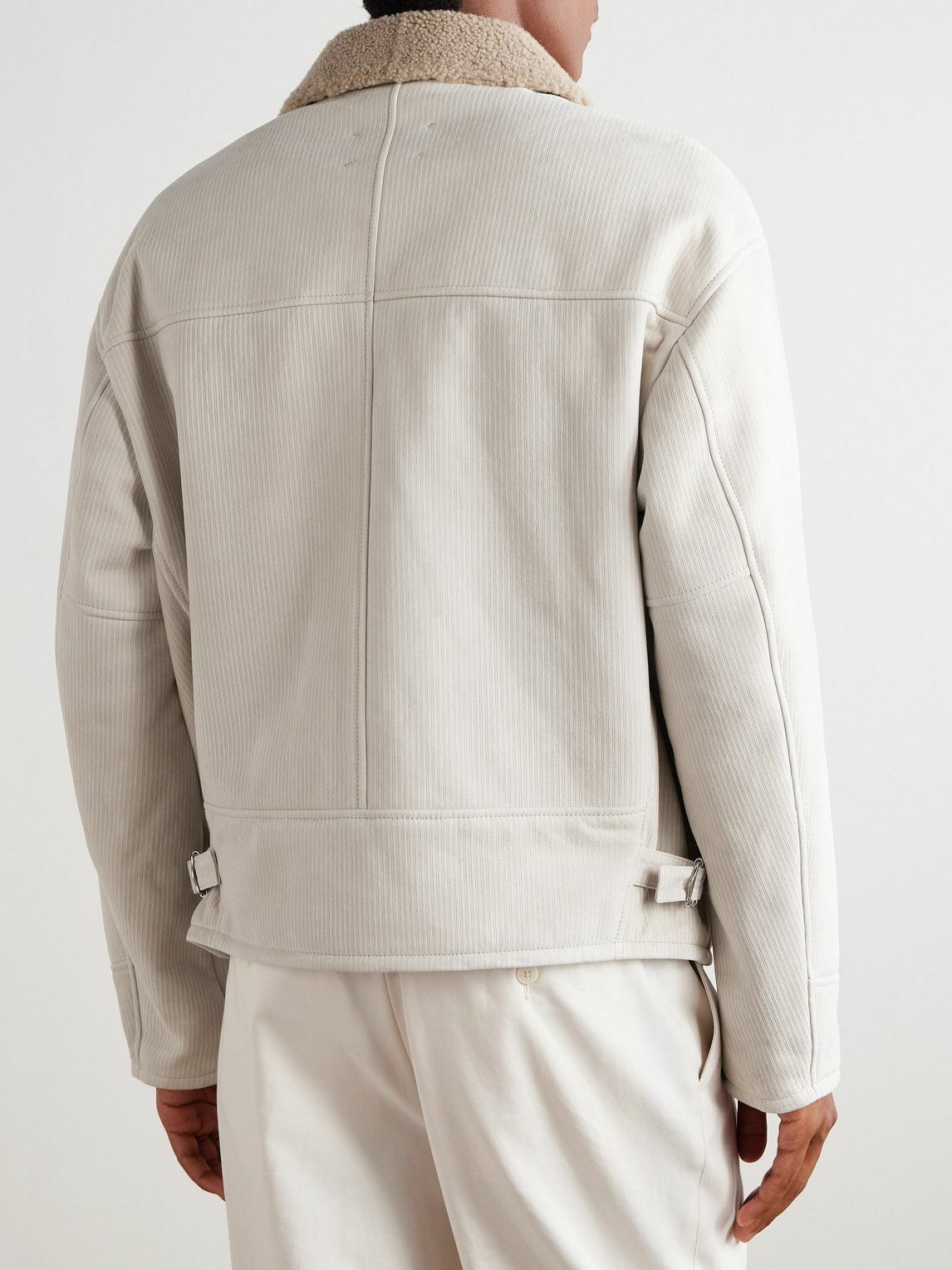 Brunello Cucinelli - Slim-Fit Ribbed Shearling Jacket - Neutrals