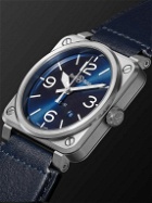 Bell & Ross - BR 03-92 Blue Steel Automatic 42mm Steel and Leather Watch, Ref. No. BR0392-BLU-ST/SCA