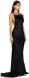 Maison Margiela Black Hammered Satin Maxi Dress