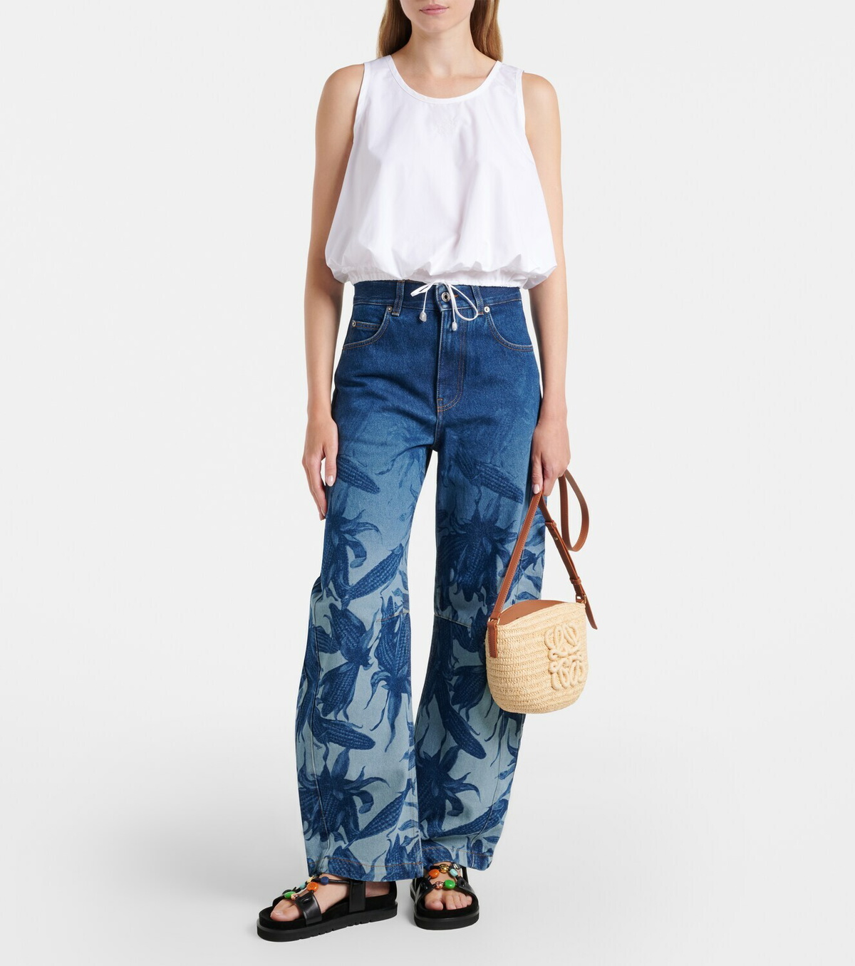Loewe Paula's Ibiza cotton poplin crop top