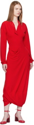 LEMAIRE Red V Neck Maxi Dress