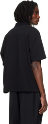 Solid Homme Black Knit Collared Short-Sleeve Polo