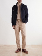 Brunello Cucinelli - Suede-Trimmed Cashmere Sweater - Neutrals