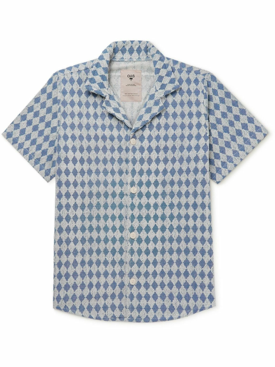 OAS - Cuba Argyle Cotton-Terry Jacquard Shirt - Blue OAS