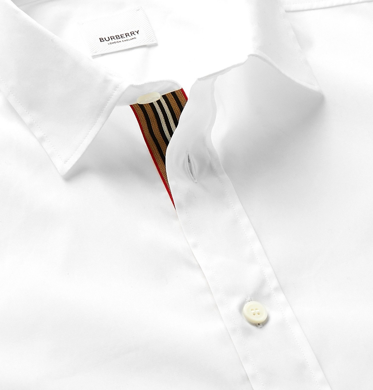 Burberry - Logo-Appliquéd Cotton-Blend Poplin Shirt - White Burberry