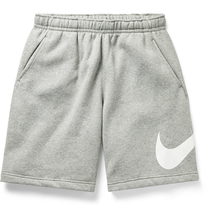 Photo: Nike - Sportswear Club Logo-Print Fleece-Back Cotton-Blend Jersey Shorts - Gray