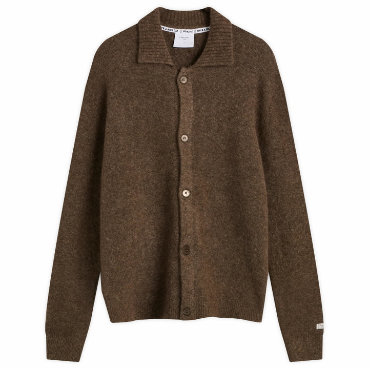 Photo: Percival Men's Archive Soft Knitted Collared Cardigan in Espresso