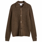 Percival Men's Archive Soft Knitted Collared Cardigan in Espresso