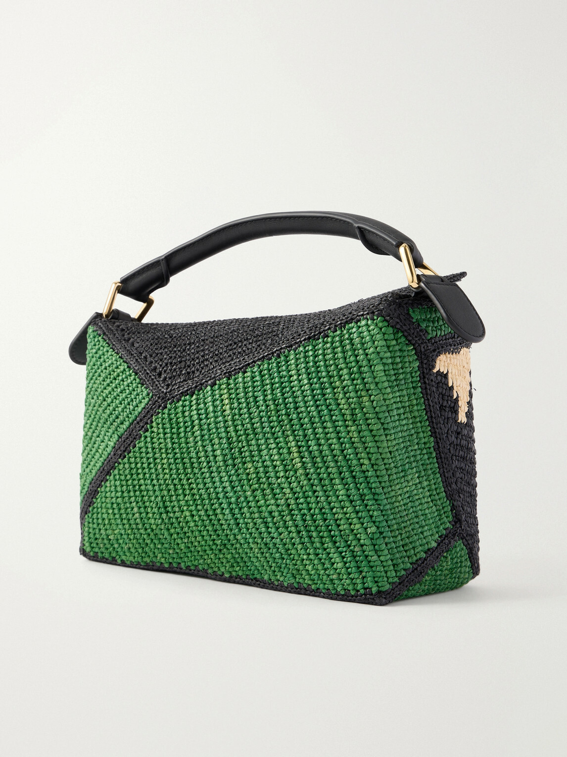 LOEWE - Paula's Ibiza Puzzle Edge Crocodile leather-trimmed raffia shoulder bag