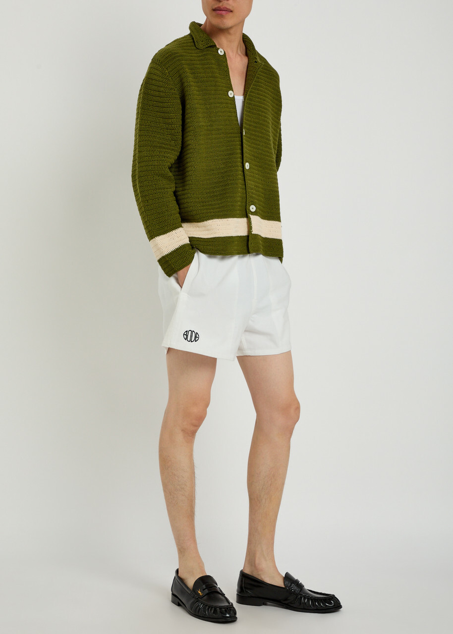 Bode Field Logo-embroidered Cotton-twill Shorts White