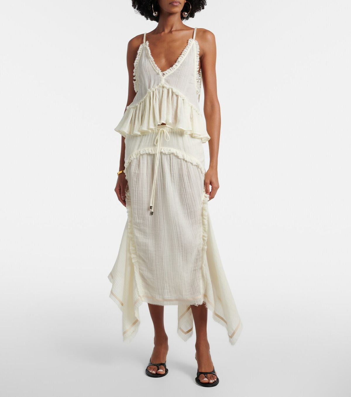 The Attico Ruffled cotton maxi skirt