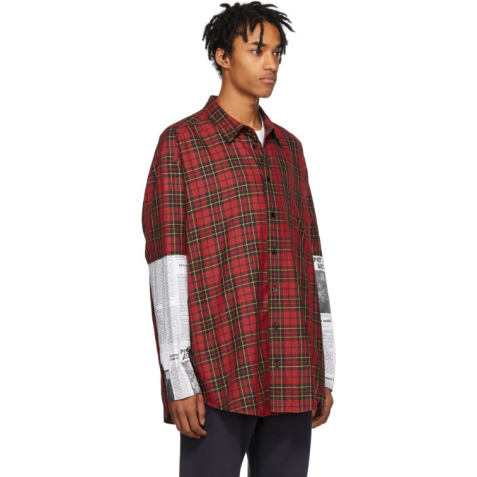 Balenciaga Red Newspaper Patch Shirt Balenciaga