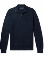 Polo Ralph Lauren - Logo-Embroidered Cotton-Jersey Half-Zip Sweater - Blue
