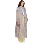 Ports 1961 Brown and White Gingham Criss Cross Front Trench Coat