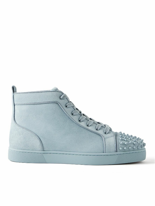 Photo: Christian Louboutin - Lou Spikes Orlato Suede High-Top Sneakers - Blue