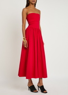 BY Malene Birger Marciella Strapless Stretch-cotton Maxi Dress Red