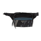 Prada Black and Blue Camouflage Technical Fabric Crossbody Bag
