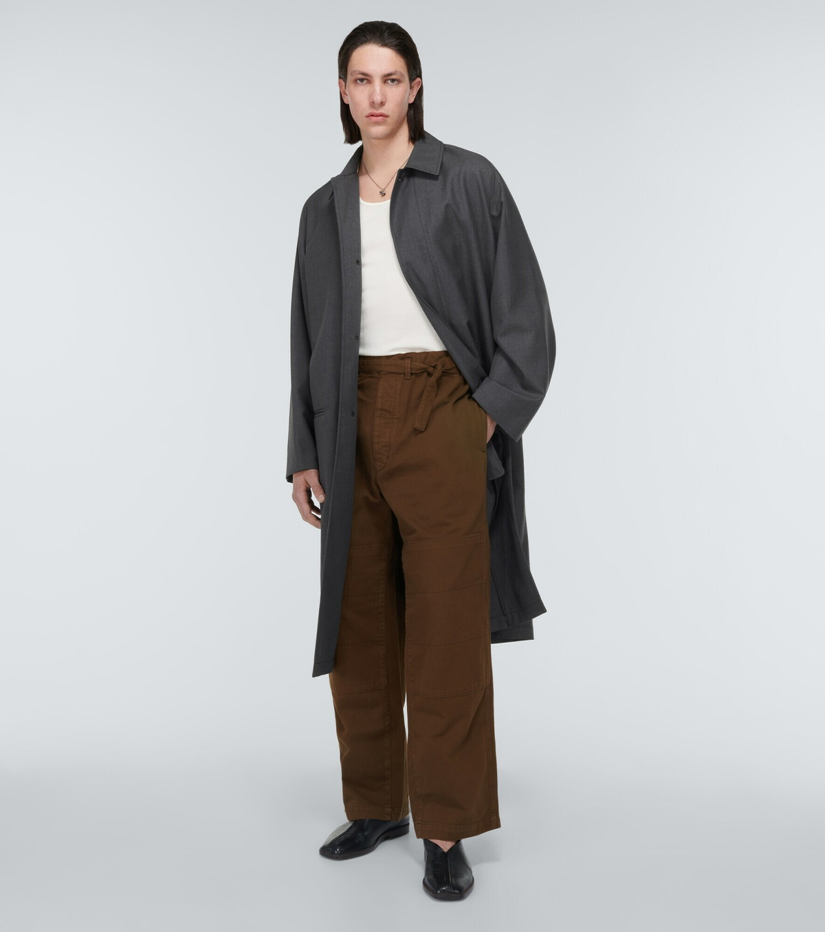 LEMAIRE Raglan single-breasted coat - Brown