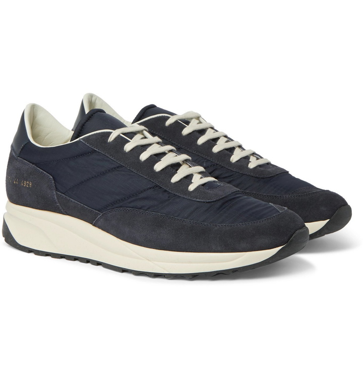 Photo: Common Projects - Track Classic Leather-Trimmed Suede and Ripstop Sneakers - Blue
