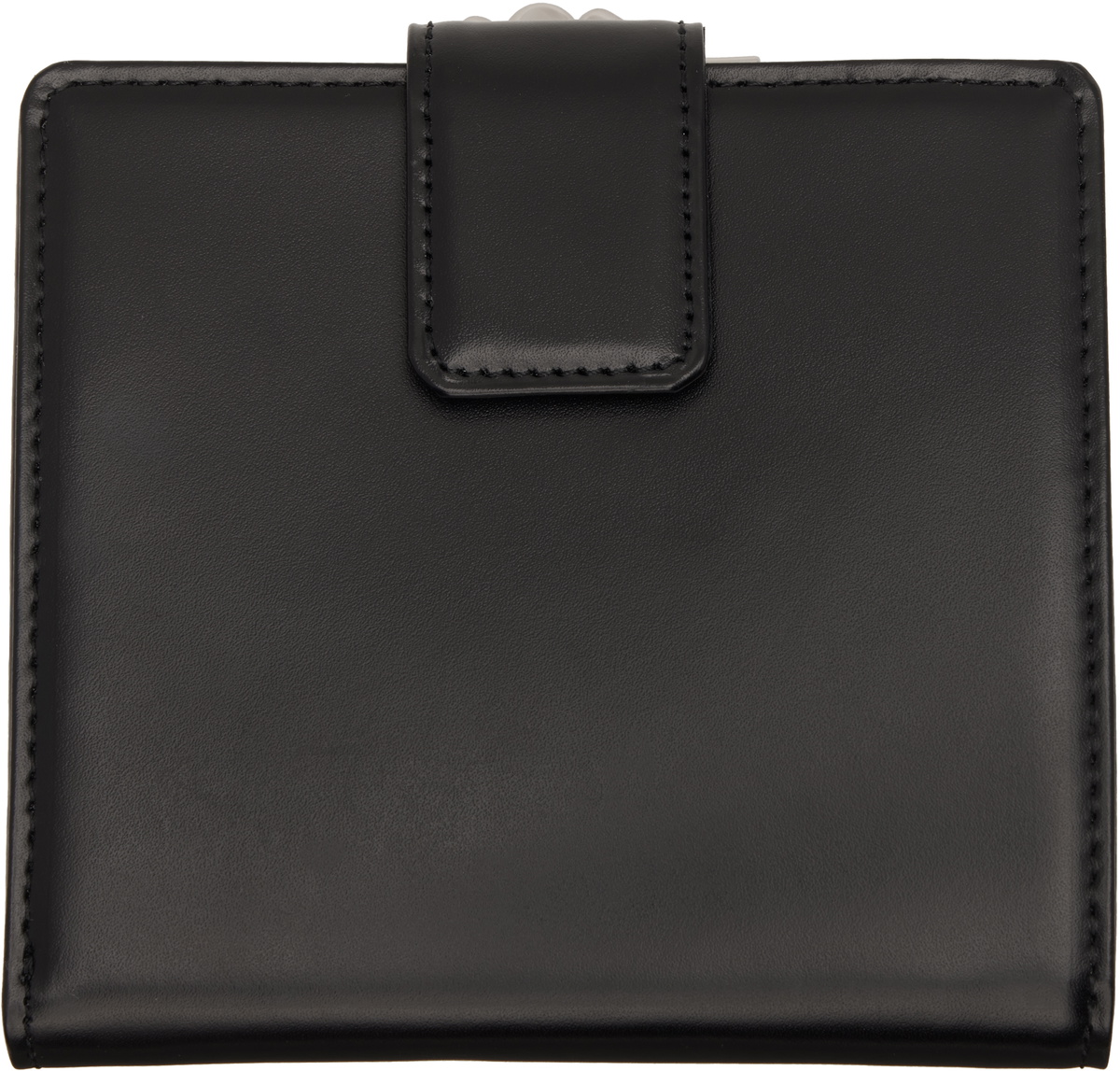 Y's Black Glossy Smooth Leather Small Wallet