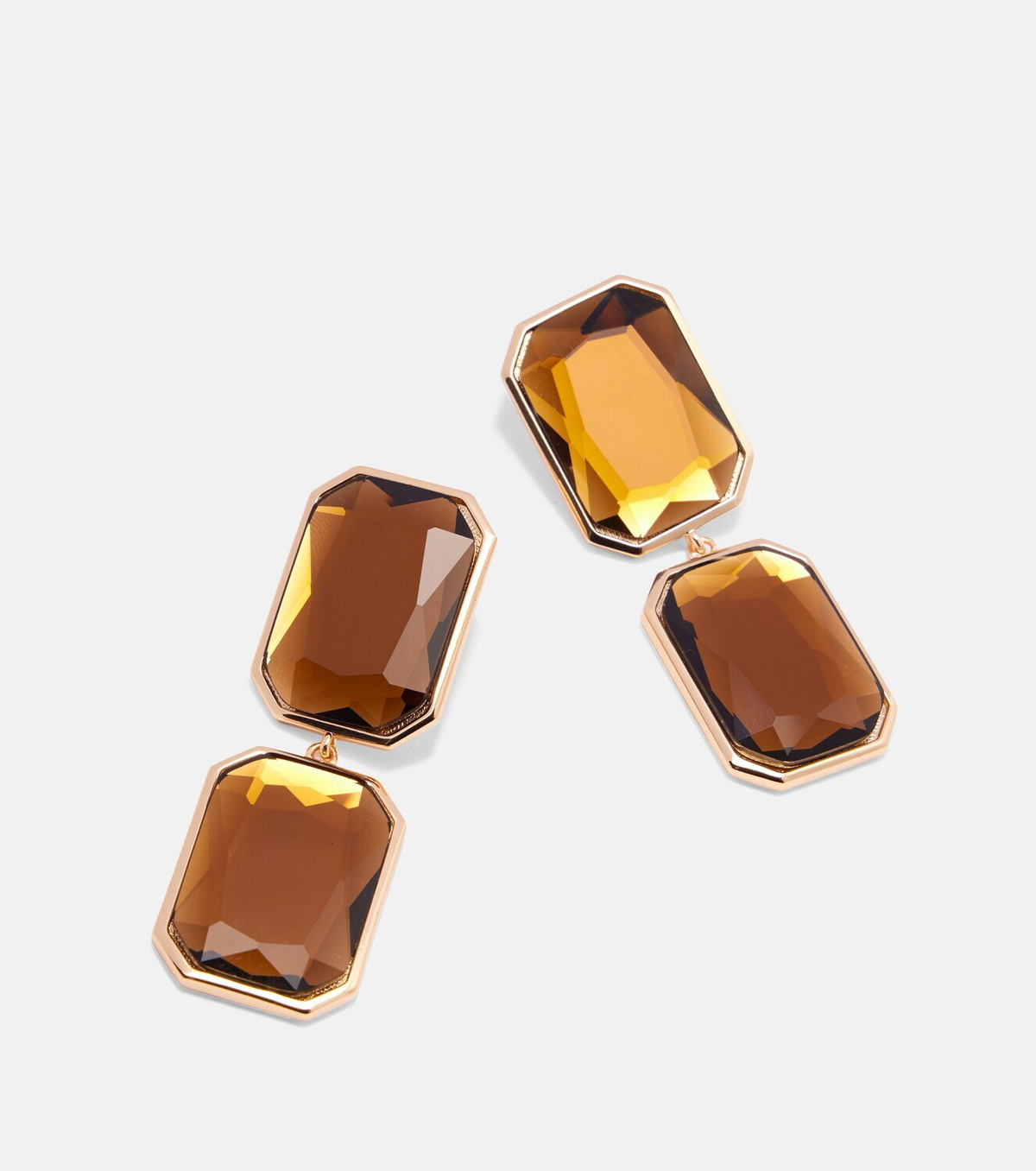 Self-Portrait Amber gold-plated drop earrings