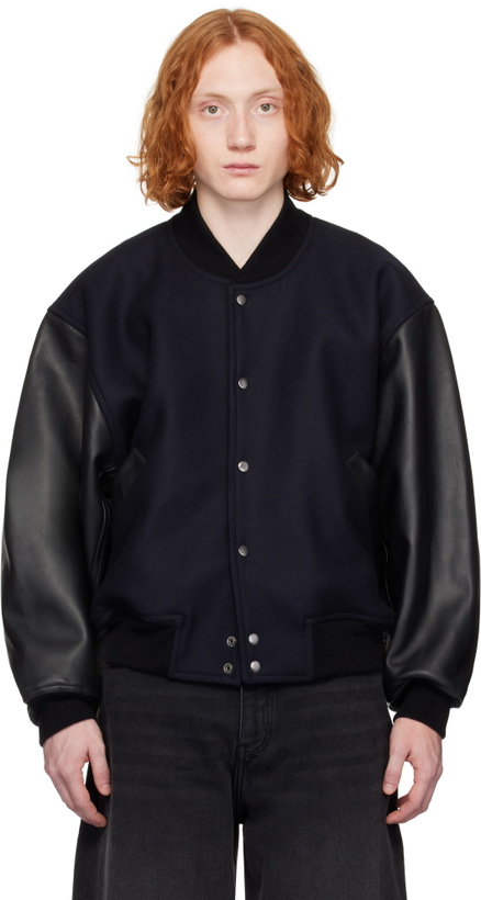 Photo: Studio Nicholson Navy & Black Alph Bomber Jacket
