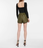 Self-Portrait Quilted faux leather shorts