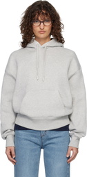 AMI Paris Gray Cotton Embossed Ami de Coeur Hoodie