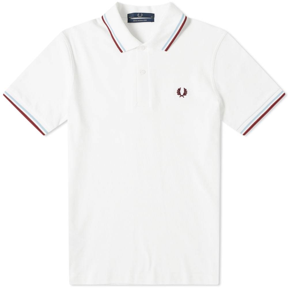 Fred Perry Reissues Original Twin Tipped Polo White, Ice & Maroon Fred ...