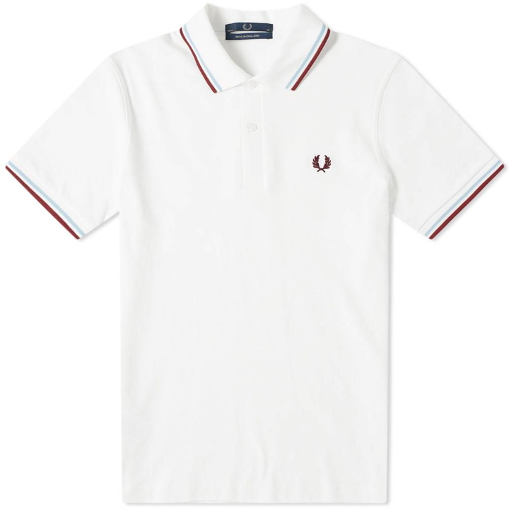 Photo: Fred Perry Reissues Original Twin Tipped Polo White, Ice & Maroon