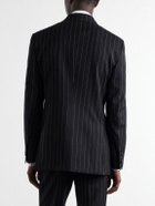TOM FORD - Double-Breasted Pinstriped Wool-Twill Suit Jacket - Black