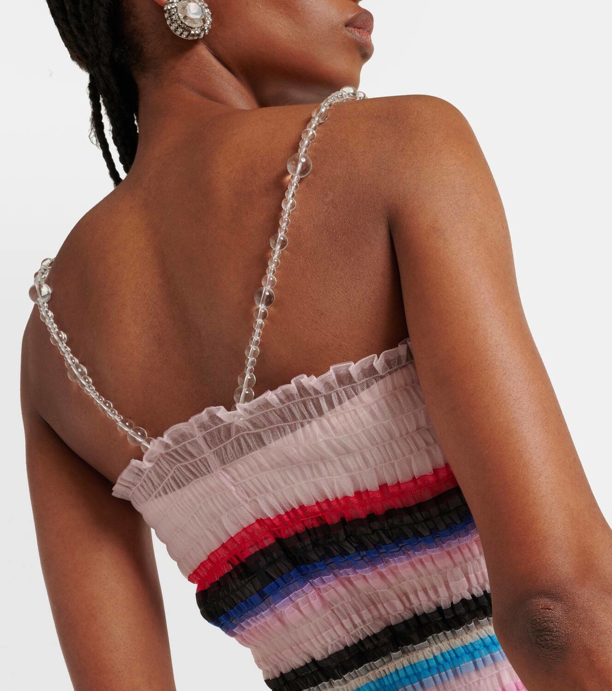 Susan Fang Beaded striped midi dress